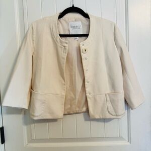 Forever 21 Cream Collarless Cropped Blazer